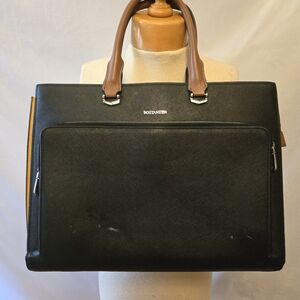 BOSTANTEN Black and Brown Laptop Bag with Structured Design